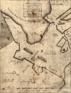 Vintage Maps / Antique Maps - Exact plan of General Gage's lines on Boston Neck in America ca. 1775?