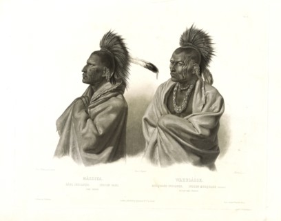 Half-length portraits of Mássika, a Saki Indian, and Wakusásse, a Musquake Indian ca. 1840
