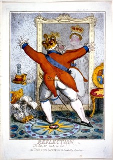 Reflection. To be, or not to be?? ca. 1820 - Artist: Robert Cruikshank