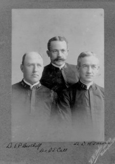 Photograph of Overland Relief Expedition participants including LT Ellsworth P. Bertholf, Dr. Samuel J. Call, and LT David H. Jarvis.
