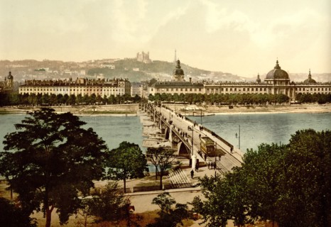 Bridge of the Guillotiere and the Hotel de Dieu, Lyons, France ca. 1890-1900