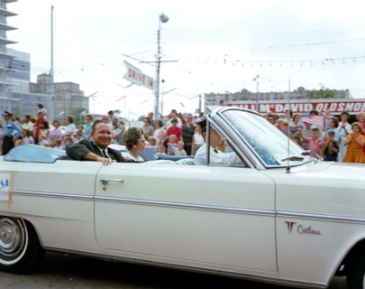 (23 May 1963) Flight Director Christopher C. Kraft Jr. rides in a Houston parade celebrating the successful completion of the MA-9 flight of astronaut Gordon Cooper.