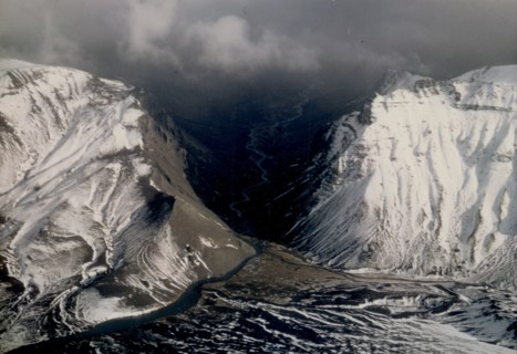 10/31/1972 - The Gates - looking east along Aniakchak River as it leaves the caldera