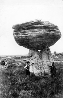 photo from 1916 of Pulpit rock near Alum Creek south of Carneiro, in Ellsworth County, Kansas