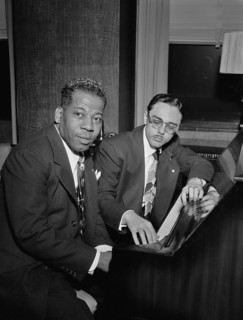 Portrait of Bernie Benjamin and George (George David) Weiss in their office, New York, N.Y., ca. Apr. 1947