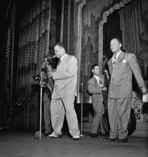 Portrait of Arnett Cobb and Walter Buchanan, Apollo Theatre, New York, N.Y., ca. Aug. 1947