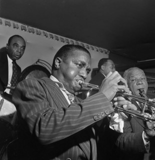 Portrait of Hot Lips Page, Sidney Bechet, Freddie Moore, and Lloyd Phillips, Jimmy Ryan's (Club), New York, N.Y., ca. June 1947