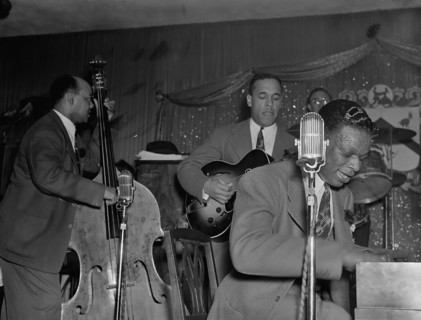 Portrait of Wesley Prince, Oscar Moore, and Nat King Cole, Zanzibar, New York, N.Y., ca. July 1946