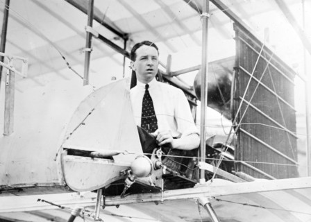 Photo shows English aviator Thomas Octave Murdoch Sopwith (1888-1989) in the Howard Wright biplane ca. 1910