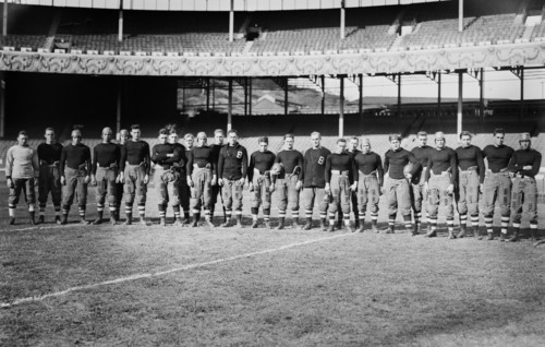 Brown Bears football team of Brown University, probably at the Polo Grounds in New York City before a game against Cornell on Oct. 24, 1914