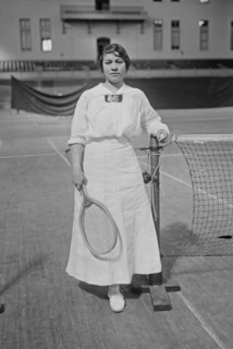 Tennis player Molla Bjurstedt Mallory who won the Women's National Indoor Tennis Tournament at the Park Avenue Armory in March of 1915