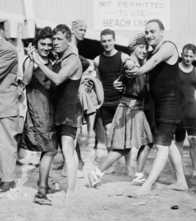 People on Brighton Beach, Brooklyn, New York dancing ca. 1910-1915