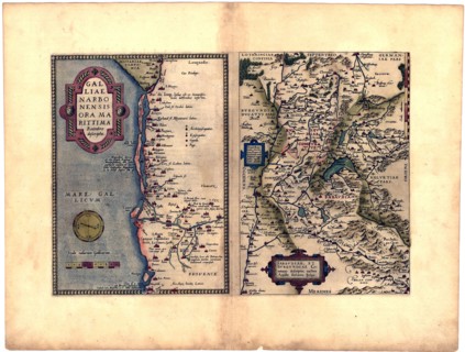 Abraham Ortelius - First World Atlas ca. 1570 - Galliae nar Bonensis ora Maritima. Bvrgvndiae comitatvs
