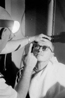 (19 Jan. 1966) Astronaut Frank Borman, command pilot for the Gemini-7 mission, has his vision checked during a postflight medical exam.