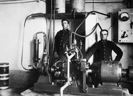 Bermocchi & his wireless 'iconograph' (an early fax machine) ca. 1910-1915