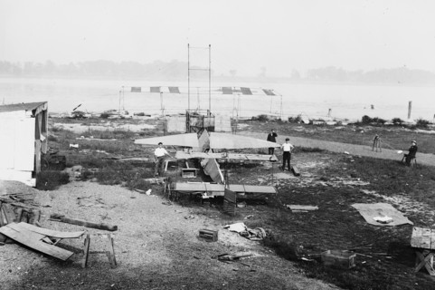 Early aviation history - Meckler-Allen Aeroplane - A biplane intended for transatlantic flight, built by John J. Meckler and C.A. Allen (or Allen Canton)   ca. 1912