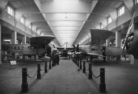 Air department of the International Exhibition of Communication and Tourism in Poznan. Planes visible in the foreground: PWS-20T with the registration mark SP-AAZ (left) and Lublin R-IX (right) ca. 19...