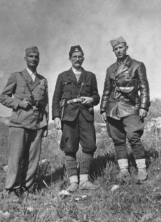 Arso Jovanovic, Mitar Bakic and Ivan Milutinovic in Zaborje ca. May 1942