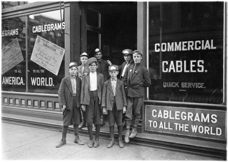 Postal Telegraph Messengers. Indiana has no age limit for messengers, August 1908