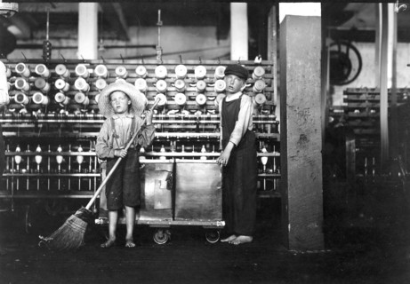Ronald Webb, 12 years old, a doffer boy, and Frank Robinson, 7 year old who helps sweep and doff, May 1911