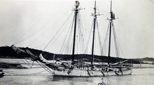 Schooner Charlotte W. Miller on the Cape Cod Canal ca. 1914