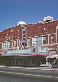 1980s United States -  Kaw Theater (1931) -  vertical -  Washington Street -  Junction City -  Kansas ca. 1980-1989
