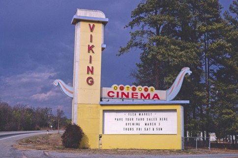 1980s United States -  Viking Drive-In Theater sign; Route 29 Anderson South Carolina ca. 1988