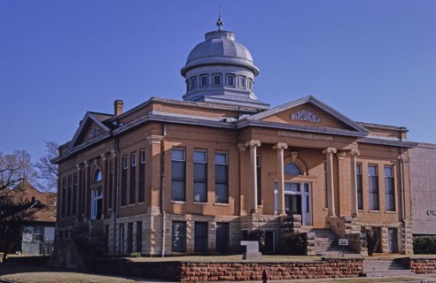 1990s United States -  Carnegie Library overall angle view Oklahoma Avenue Guthrie Oklahoma ca. 1996