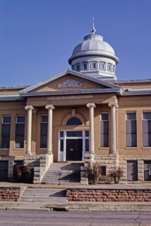 1990s United States -  Carnegie Library vertical central detail view Oklahoma Avenue Guthrie Oklahoma ca. 1996