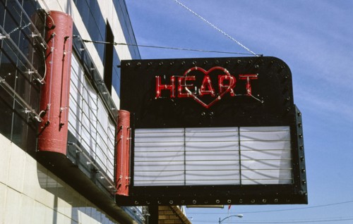 1990s United States -  Heart Theater marquee -  Main Street,  Hartford Michigan ca. 1991