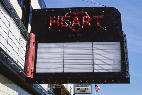 1990s United States -  Heart Theater marquee -  closer view -  Main Street -  Hartford -  Michigan ca. 1991