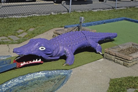 1980s United States -  Purple gator entire -  Jawor's Fun Golf -  Roseville -  Michigan ca. 1986