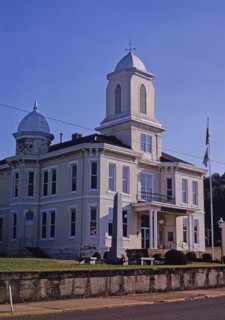 1990s United States -  Lewis County Courthouse angle view; Center Street; Weston West Virginia ca. 1995