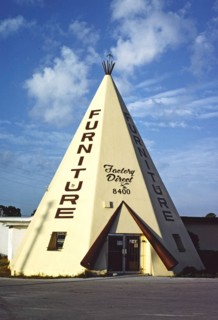 1970s America -  United Furniture Sales teepee, Pinellas Park, Florida 1979