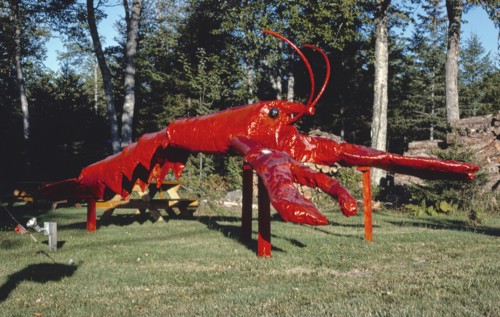 1980s America -   Lobster statue, Fenton's Seafood Market, Trenton, Maine 1984