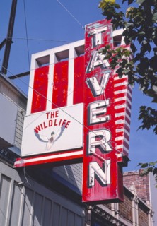 1980s America -  The Wildlife Tavern sign, Mount Vernon, Washington 1987