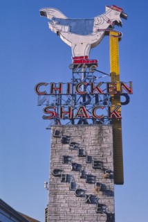 1980s America -  The Chicken Shack sign, Waco, Texas 1982