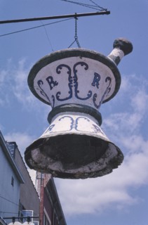 2000s United States -  McGregor Pharmacy sign, Main Street, McGregor, Iowa 2003
