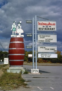 1970s America -  Hofbrauhaus sign, Ogunquit, Maine 1978