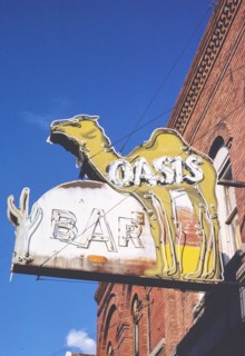 1980s America -  Oasis Bar sign, Billings, Montana 1980