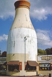 1980s America -  The Milk Bottle Restaurant, Raynham, Massachusetts 1984 (date per original caption)