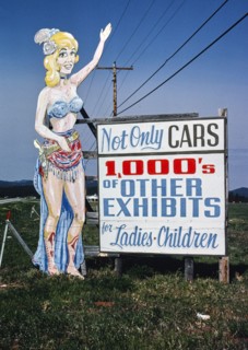 1970s America -   Horseless Carriage Museum billboard, Rockerville, South Dakota 1979