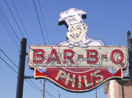 1980s America -  Phil's Bar-B-Q sign, Saint Louis, Missouri 1988