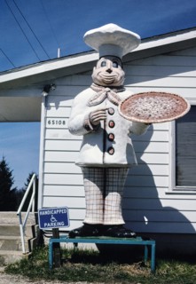 1990s America -  Galat-Inn Restaurant and Lounge statue, Hartford, Michigan 1991