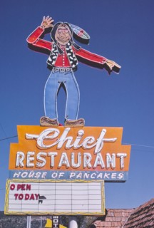 1980s America -  Chief Restaurant sign, Durango, Colorado 1980