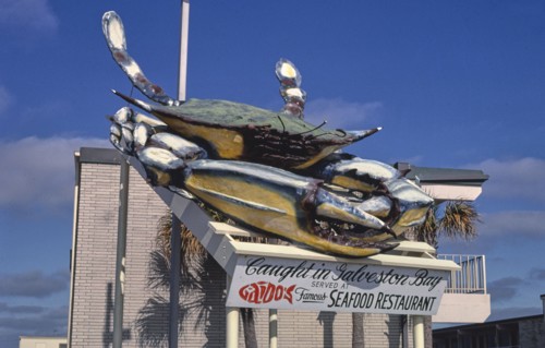 1980s America -  Gaido's Restaurant sign, Galveston, Texas 1986