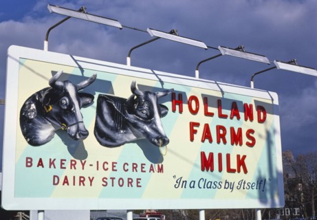 1980s America -  Holland Farms Dairy sign, Yorkville, New York 1987