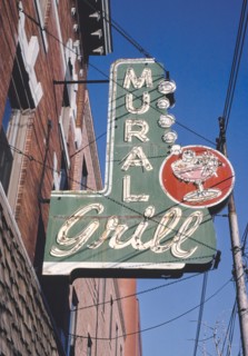 1980s United States -  Mural Grill sign, Pittsburgh, Pennsylvania 1989