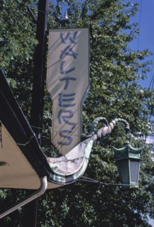 1980s America -  Walter's Hot Dog Stand sign, Mamaroneck, New York 1982