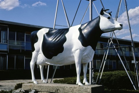 1980s America -  Cow statue at Fantasy Farm, LeSourdsville, Middletown, Ohio 1984